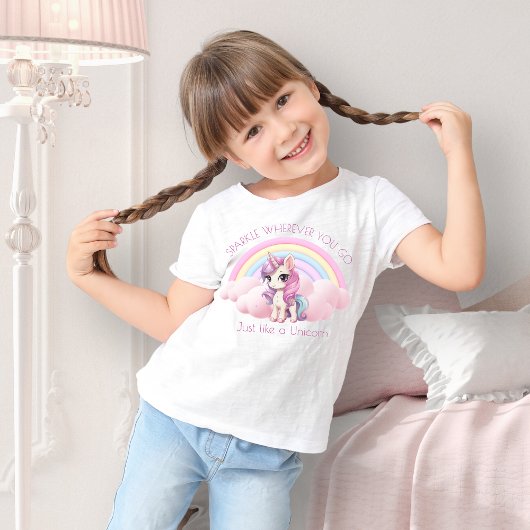 T-Shirt Cute Unicorn Rainbow Sparkle Girls