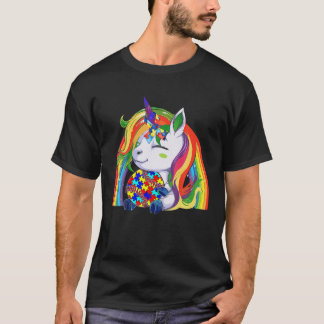 T-shirt Cute Unicorn Sensibilisation sur l'autisme Rainbow