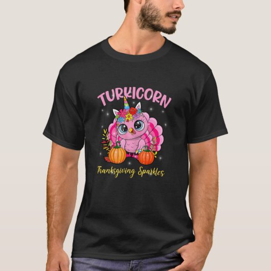T-shirt Cute Unicorn Turquie Éclate Drôle Thanksgiving Wo (Devant)