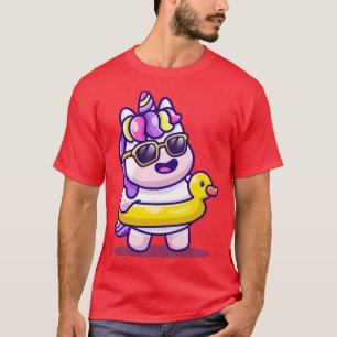 T-shirt Cute Unicorne Été Avec Bain Canard