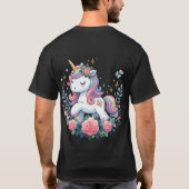 T-shirt Cute Unicorne Sur Fleurs (Dos)