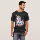 T-shirt Cute Unicorne Sur Fleurs (Devant entier)