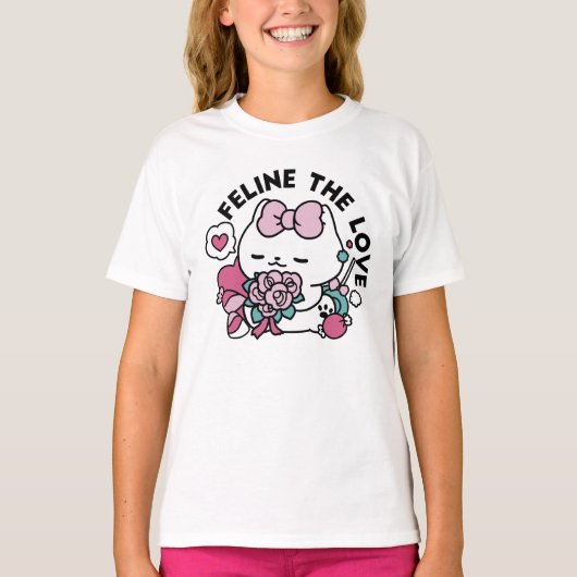 T-shirt Cute Valentine's Cat Design - Feline the Love (Devant)