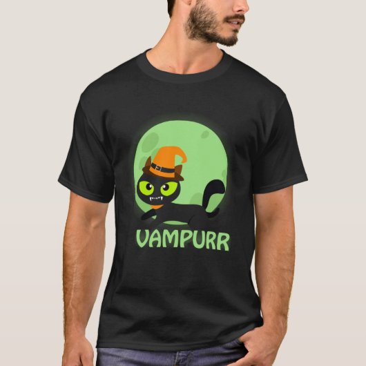 T-shirt Cute Vampire Cat Halloween Vampurr (Devant)