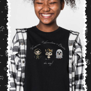 T-shirt Cute Vampire, Werewolf et Ghost Halloween