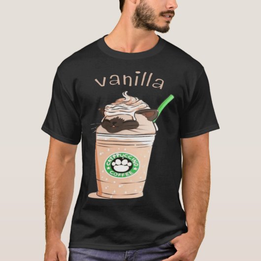 T-shirt Cute Vanilla Brown Cat Animals Pet Catpuccino Coff (Devant)