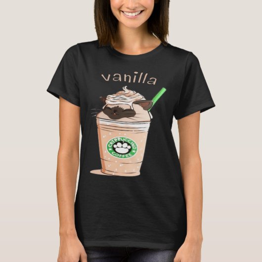 T-shirt Cute Vanilla Brown Cat Animals Pet Catpuccino Coff (Devant)
