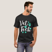 T-shirt Cute Vet Tech Turquoise Coeurs Empreinte de patte  (Devant entier)