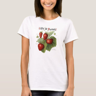 T-shirt Cute Vintage fraise variétés La vie est douce