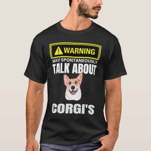 T-shirt Cute Warning May Spontaneously Talk About Corgis L (Devant)