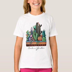 T-shirt Cute Watercolor Cactus Garden