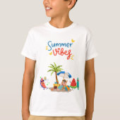 T-shirt  Cute Watermelon Characters Relaxing Under a Palm  (Devant)