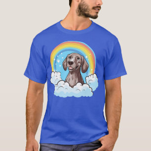 T-shirt Cute Weimaraner Rainbow Cloud Kawaii Chien Happy P