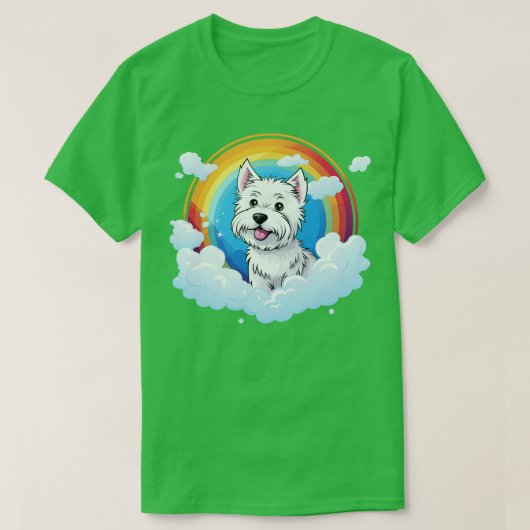 T-shirt Cute Westie Rainbow Cloud West Highland Terrier (Design devant)