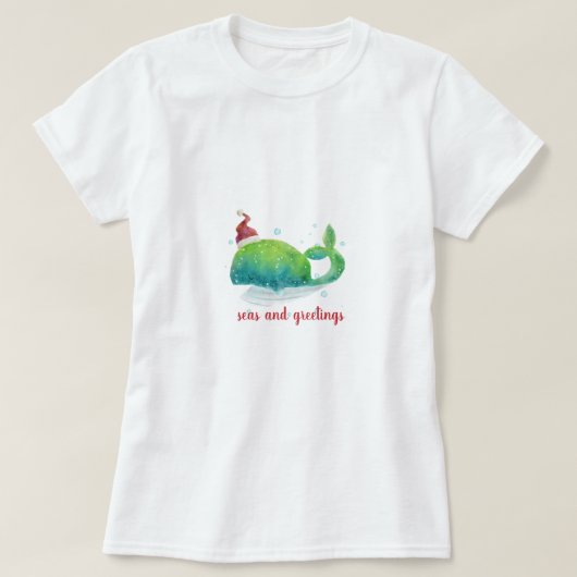 T-shirt Cute Whale with Santa Hat (Design devant)