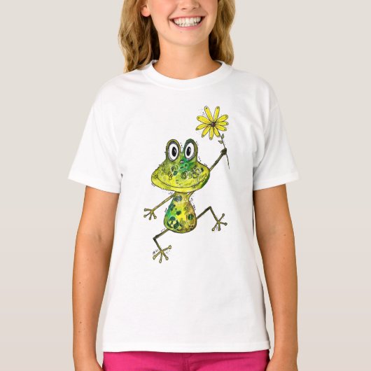 T-shirt Cute Whimsical Happy Frog (Devant)