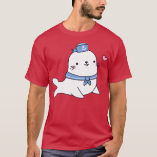 T-shirt Cute White Seal Sailor Crew