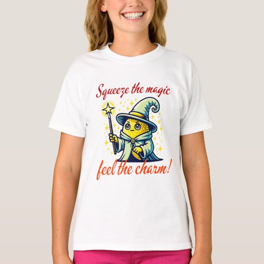 T-shirt Cute Wizard Lemon avec baguette magique (Devant)