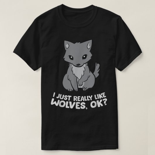 T-shirt Cute Wolf Lover Cartoon Design Funny Wolves Gift (Design devant)