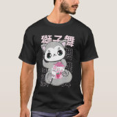 T-shirt Cute Wolf With Strawberry Milk Bubble Tea For Boba (Devant)