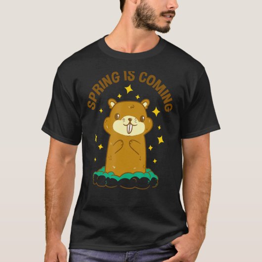 T-shirt Cute Woodchuck Spring Is Coming (Devant)