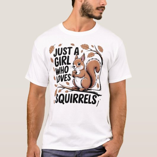 T-shirt Cute Woodland Squirrel Lover Retro Design With Aco (Devant)