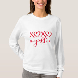 T-shirt Cute XOXO Y'all Valentine's Day 2024 Trend White.