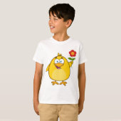 T-shirt Cute Yellow Cartoon Chick with Flower (Devant entier)