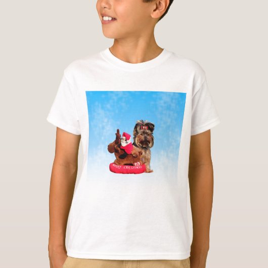 T-shirt Cute Yorkshire Terrier Joyeux Noël (Devant)