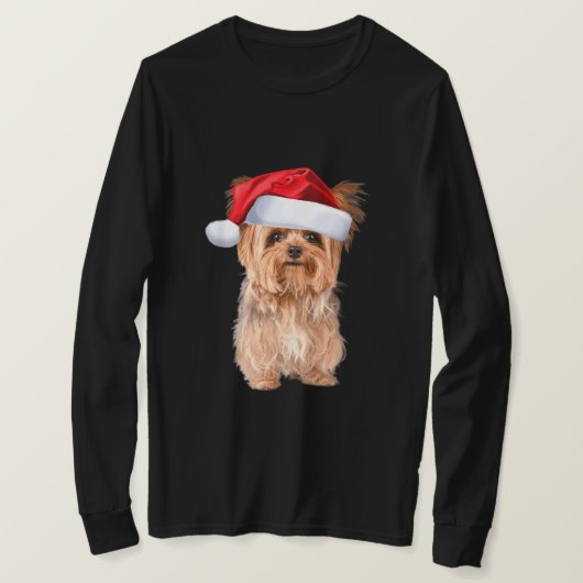 T-shirt Cute Yorkshire Terrier Père Noël Chiot Noël (Design devant)