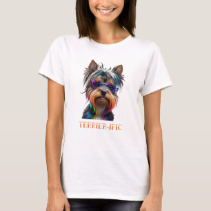 T-shirt Cute Yorkshire Terrier portant des lunettes de sol