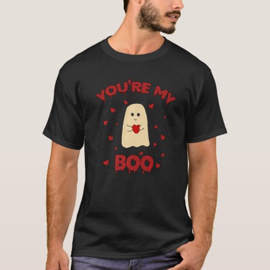 T-shirt Cute You're My Boo Ghost Hug Heart Spooky Valentin (Devant)