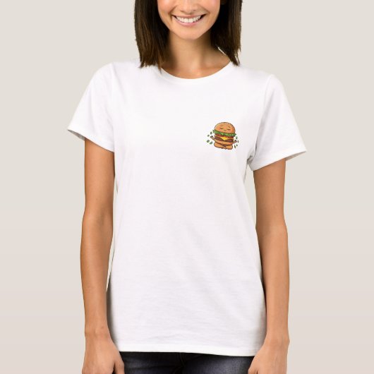 T-shirt Cute Zen Burger Meditating in Lotus Yoga Pose (Devant)