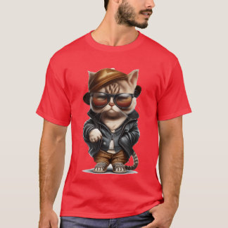 T-shirt Cuter comic Cat wearing clothes and sunglasses ret