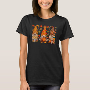 T-shirt Cutes Gnomes Avec Citrouille Maple Fall Automne Co