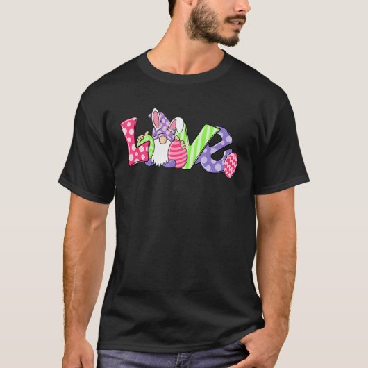 T-shirt Cuves Love Gnome Bunny Hippie Chasse Oeufs Rabbit (Devant)