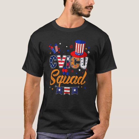 T-shirt CVICU Squad 4th July CVICU Nurse RN Matching Indep (Devant)