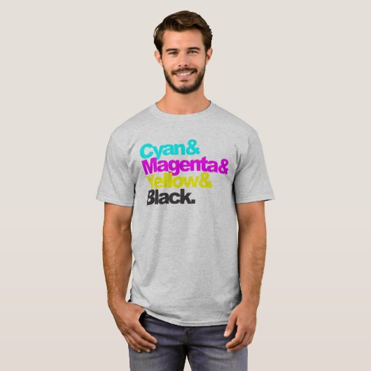 T-shirt Cyan and Magenta and Yellow and Black - grey coloc (Devant entier)
