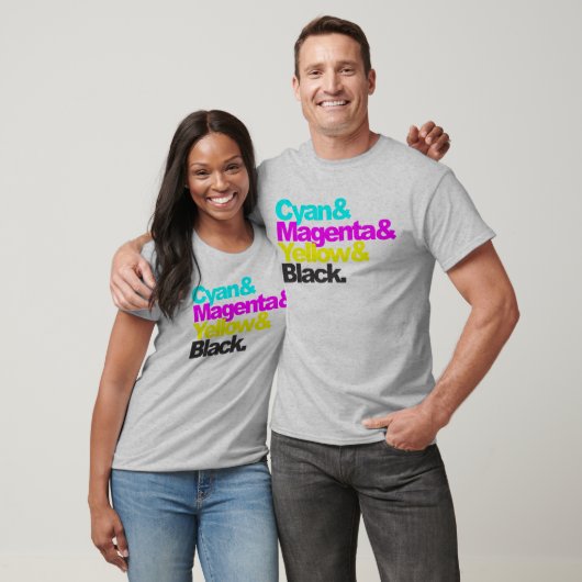 T-shirt Cyan and Magenta and Yellow and Black - grey coloc (Unisexe)