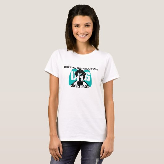 T-shirt cyan de logo : Femmes blanches (Devant entier)