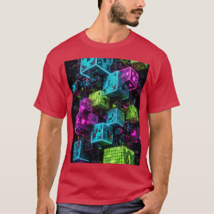 T-shirt Cyan Magenta Lime Cyberpunk Extrêmement 3D