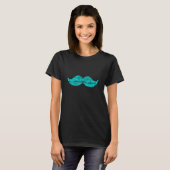 T-shirt Cyan Mustache (Style Letterpress) (Devant entier)
