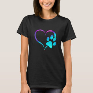 T-shirt Cyan sarcelle bleu violet Empreinte de patte de ch