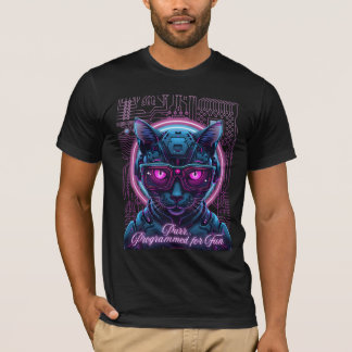 T-shirt Cyber Chat : Purr... Programmé pour Fun Neon T-Shi