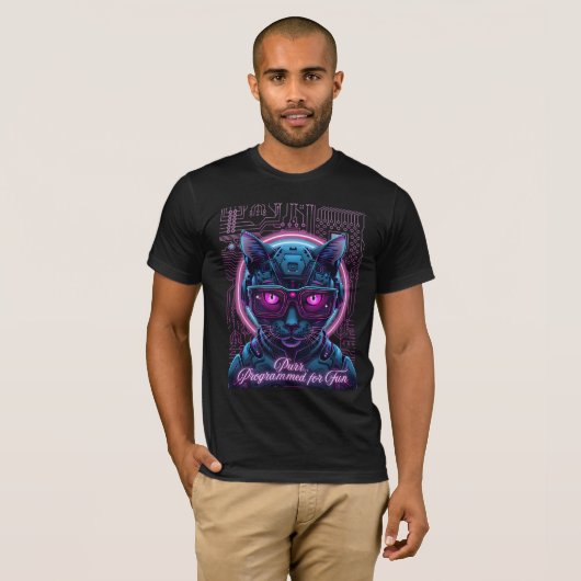 T-shirt Cyber Chat : Purr... Programmé pour Fun Neon T-Shi (Devant entier)