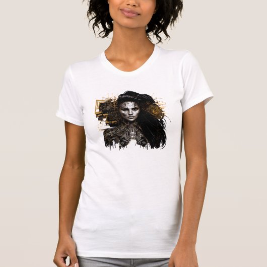 T-shirt Cyber-femme : Un design futuriste et pointu (Devant)