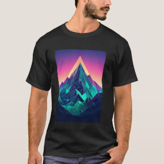 T-shirt Cyber-montagnes futuristes avec un lo numérique él