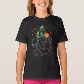 T-shirt Cyber Neon Skeleton équitation Robo Dino - Hallowe (Devant)