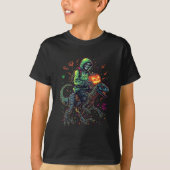 T-shirt Cyber Neon Skeleton équitation Robo Dino - Hallowe (Devant)
