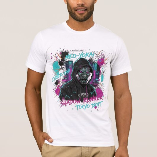T-shirt CYBER-NINJA GHOST PROTOCOL | Futuristic Oni Mask S (Devant)